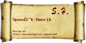 Spevák Henrik névjegykártya